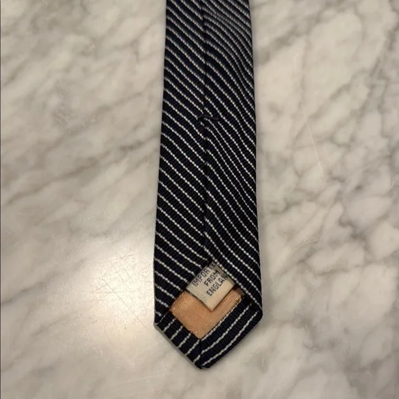 Paul Stuart Black and White Diagonal Striped Tie